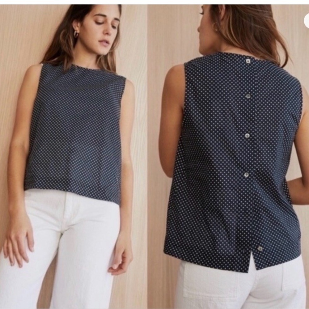 Jenni Kayne Navy Polka Dot Sleeveless Tank